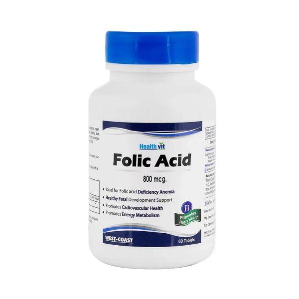 Netmeds | Healthvit Folic Acid 800 MCG- Tablets 60's