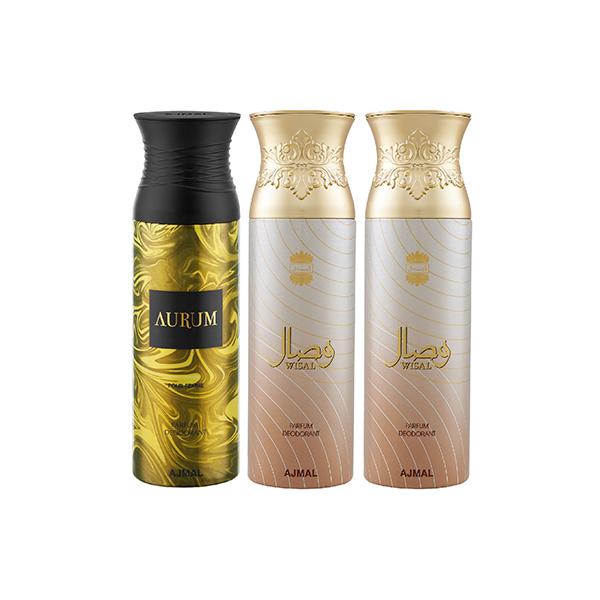 Netmeds | Ajmal Aurum Wisal Deo Wisal Deodorant Spray (Pack of 3) 200 ml