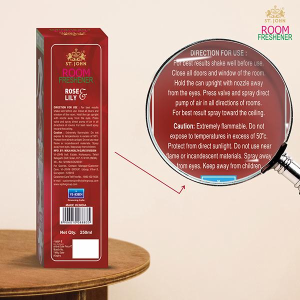 St. John Room Freshener - Rose & Lilly - Pack of 5 x 250 ml - Men Deodorants/Roll-Ons