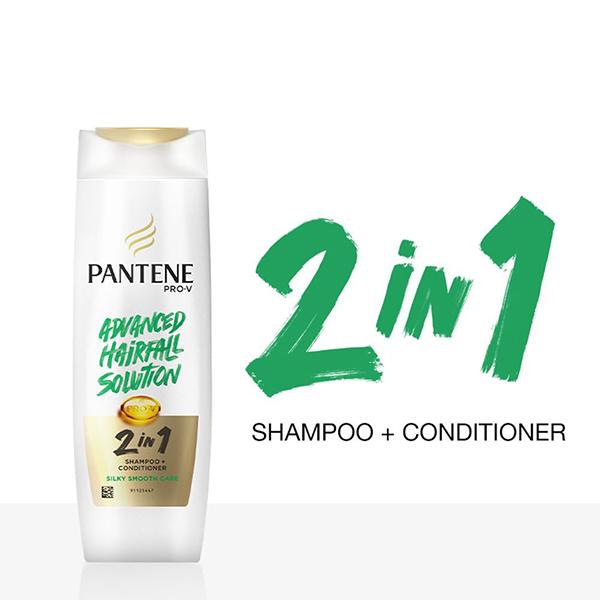 Pantene Advanced Hairfall Solution 2in1 Anti-Hairfall Silky Smooth Shampoo & Conditioner for Women Shampoos 180 gm - Shampoos