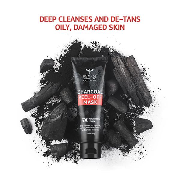 Bombay Shaving Company Charcoal Peel-Off Mask With Kaolin Clay & Tea Tree Oil For Blackhead Removal 100gm - Masks & Peels