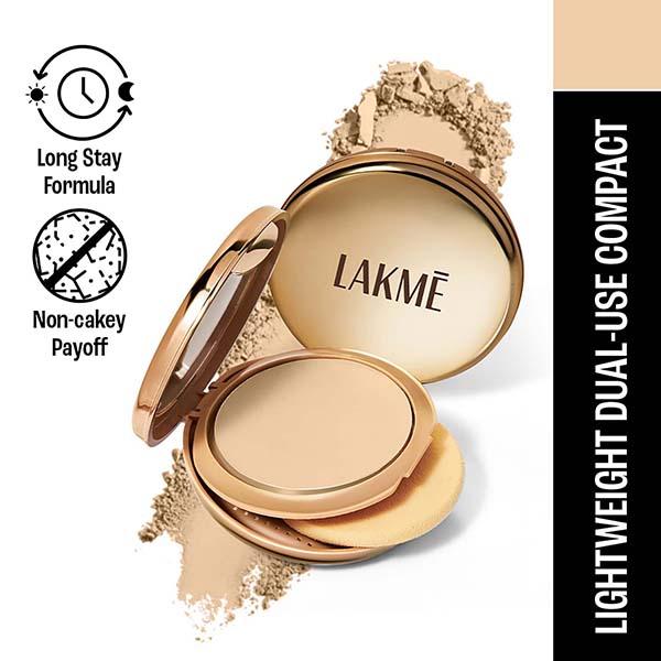 Netmeds | Lakme 9to5 Unreal Dual Cover Pressed Powder, 2 In 1 Compact + Foundation, 10 Ivory, 9 gm