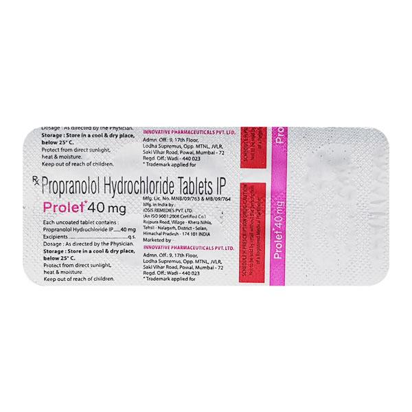 PROLET 40mg Tablet 10's - Hypertension-Bet