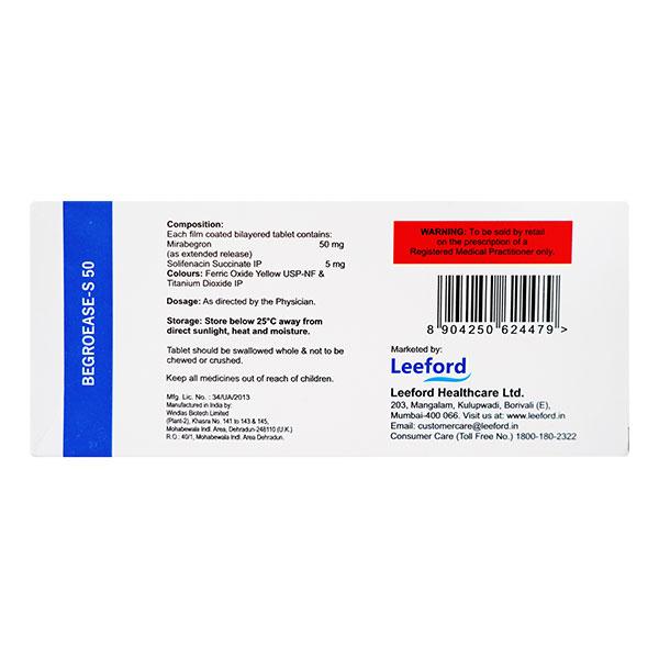 BEGROEASE S 50 Tablet 10's - Bladder And Prostate Disorders-Dru