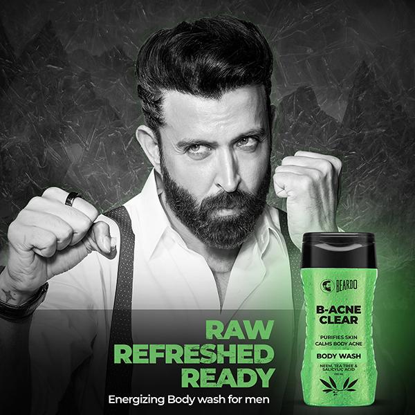 Beardo B Acne Clear Body Wash - Neem, Tea Tree & Salicylic Acid 200 ml - Shower Gels & Body Wash