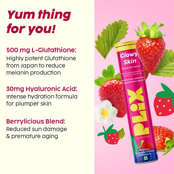 Plix The Plant Fix Glutathione 15 Effervescent Tablets And Guava Serum Combo For Unisex 20 ml - Face Gels
