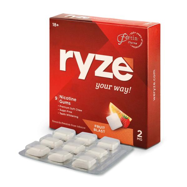 Netmeds | Ryze 2 mg Nicotine Gums - Fruit Blast 9's
