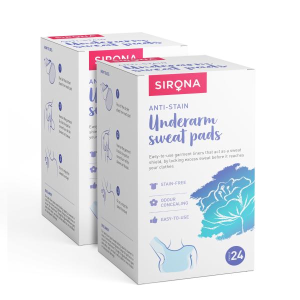 Sirona Under Arm Sweat Pads for Men and Women (Pack of 2 x 24's)