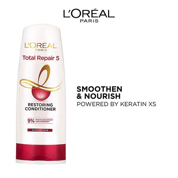 Loreal Paris Total Repair 5 Restoring Conditioner with Keratin Xs for Damaged Hair 386 ml - Conditioners