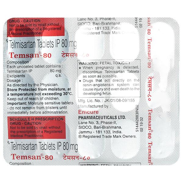Temsan 80mg Tablet 15'S - Hypertension-Ang