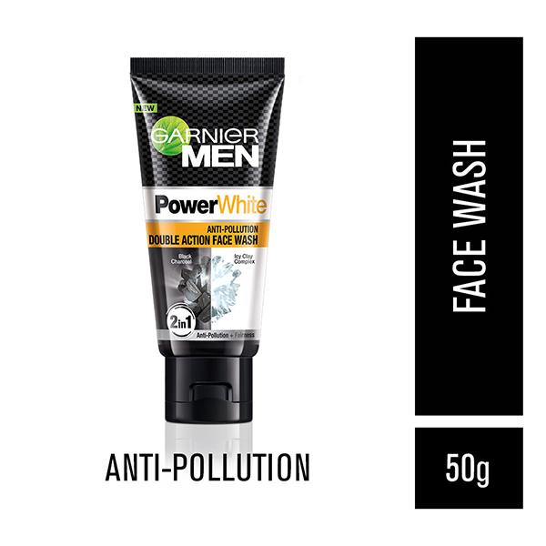 Netmeds | Garnier Men Power White Anti-Pollution Double Action Facewash 50 gm