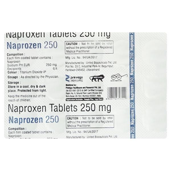 NAPROZEN 250 Tablet 15's - Pain relief-Nsa