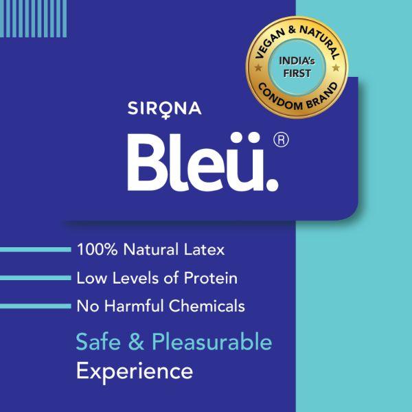 Bleu 3 in 1 High Grade Natural Latex Dotted Ribbed and Contour Shaped Condoms 8's - Plain/Flavoured Condoms