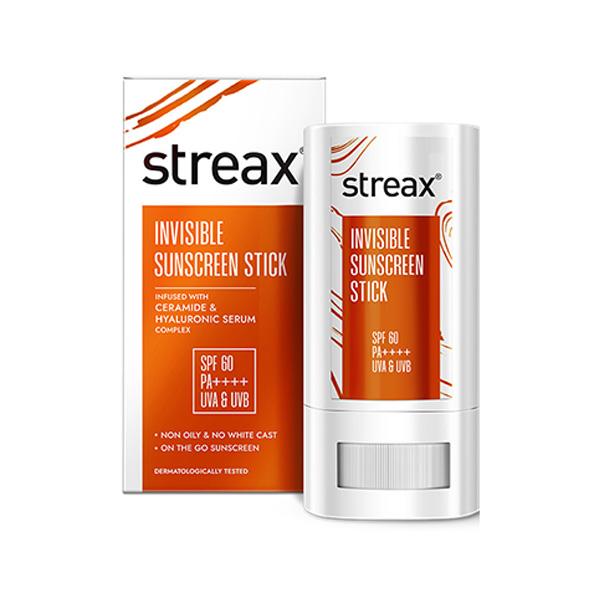 Netmeds | Streax Sunscreen Stick SPF 60 PA++++, UV Care Hyaluronic Acid & Ceramides Serum complex 20 g