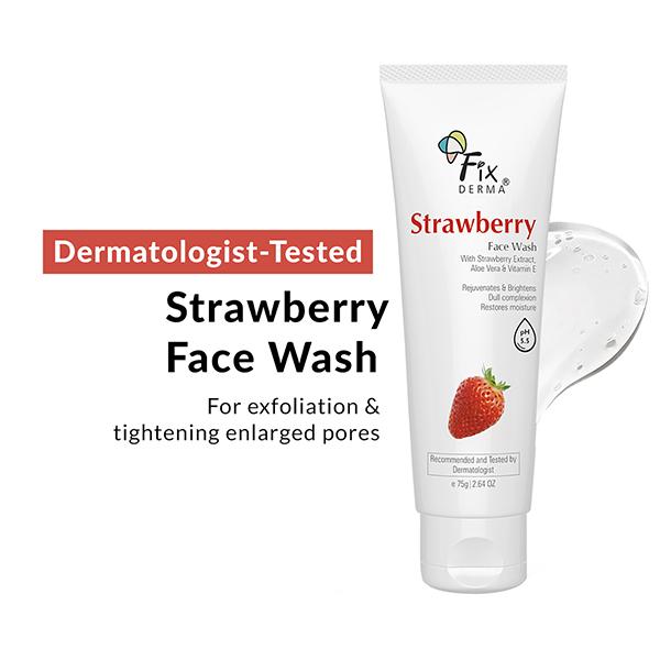 Netmeds | Fixderma Strawberry Face Wash with Vitamin E and Strawberry Extract, Face Wash and Face Cleanser 75 gm