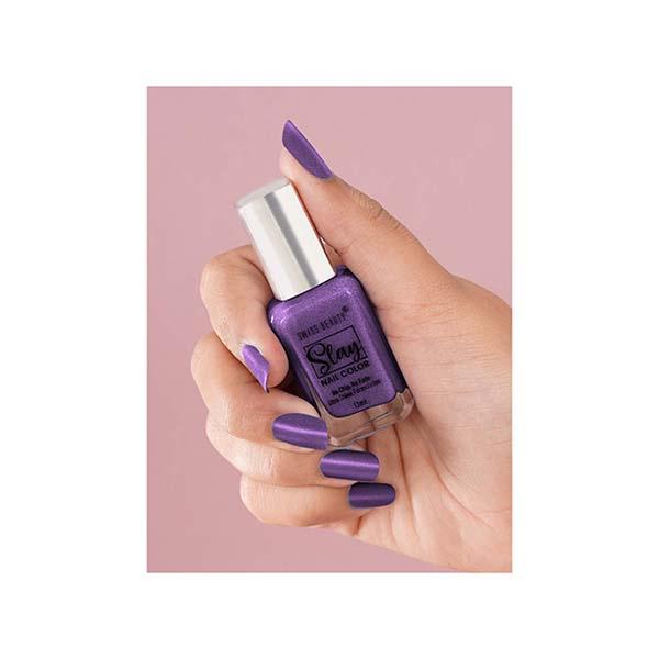 Swiss Beauty Slay Nail Color, Shade - Dark Violet 13 gm - Nail Polish