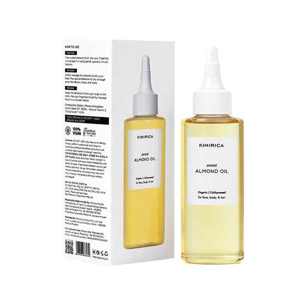Netmeds | Kimirica 100% Pure Cold-Pressed Extra Virgin Sweet Almond Oil for Healthy Hair Glowing Skin 100 ml
