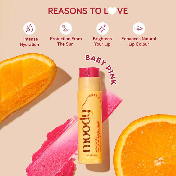 Moody Vitamin C SPF 15 Tinted Lip Balm - Baby Pink 5.8 gm - Lip Balms
