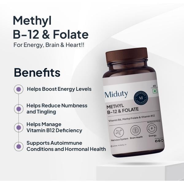 Miduty Methyl B 12 & Folate Chewable Tablet 60's - Calcium And Minerals