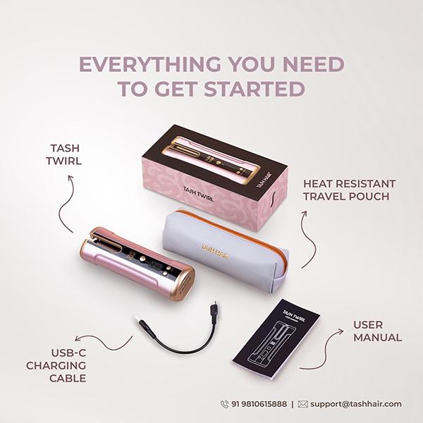 Tash Hair Twirl Automatic Cordless Hair Curler - Blush 560 gm - Rollers & Curlers