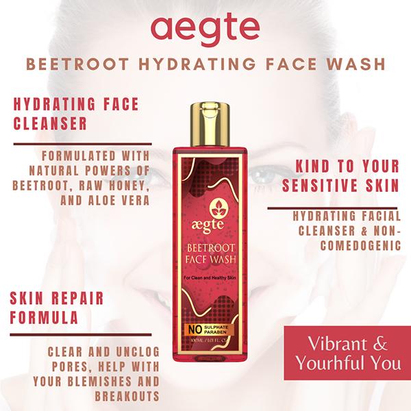 Aegte Beetroot Hydrating Face Wash 100 ml - Face Wash & Cleansers