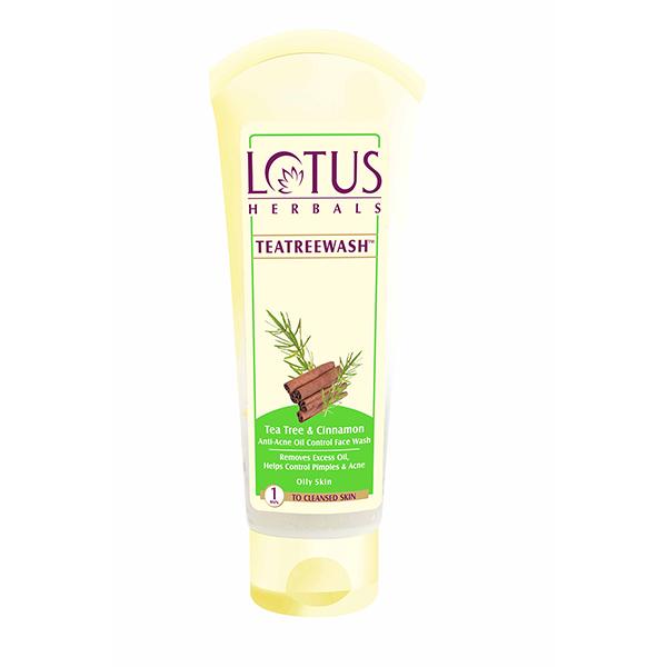 Lotus Herbals Teatreewash Tea Tree & Cinnamon Anti-Acne Oil Control Face Wash 120 Gm - Face Wash & Cleansers
