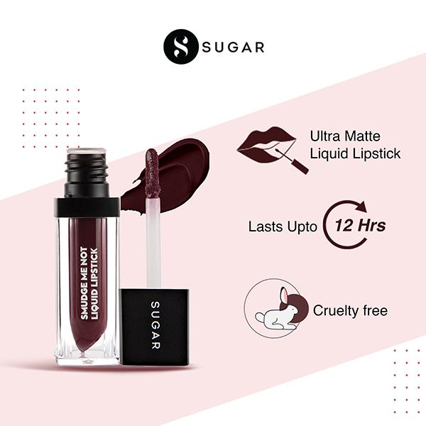 SUGAR Cosmetics Smudge Me Not Liquid Lipstick - 25 Very Mulberry 4.5ml - Liquid Lipsticks