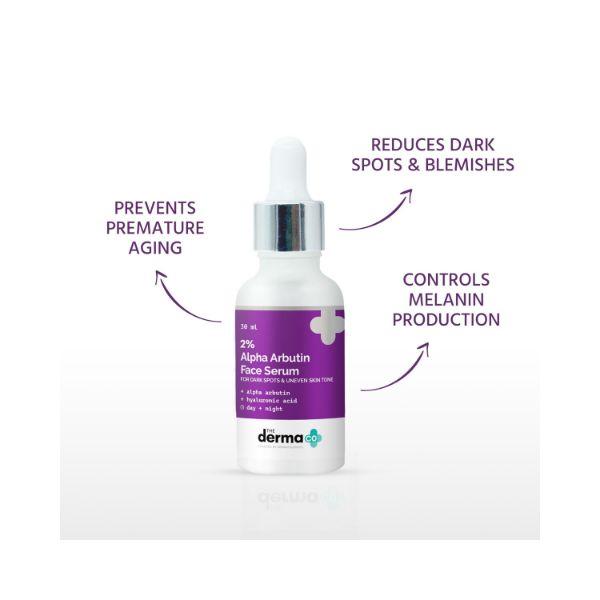 The Derma Co. 2 Percent Alpha Arbutin Face Serum for Dark Spots & Uneven Skin Tone 30ml - Face Serum