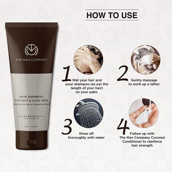 The Man Company Coconut and Aloe Vera Hair Shampoo 200 ml - Shampoos