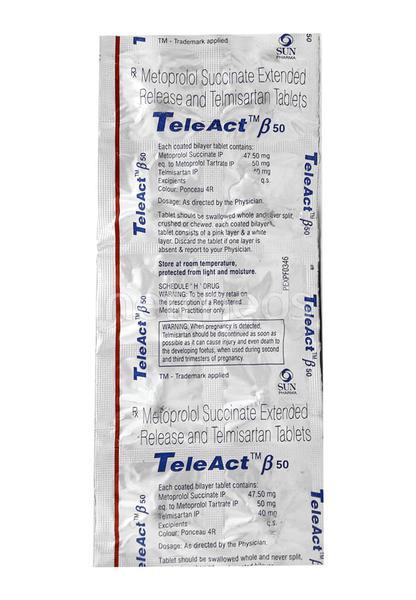 Teleact Beta 50mg Tablet 10'S - Hypertension-Ang