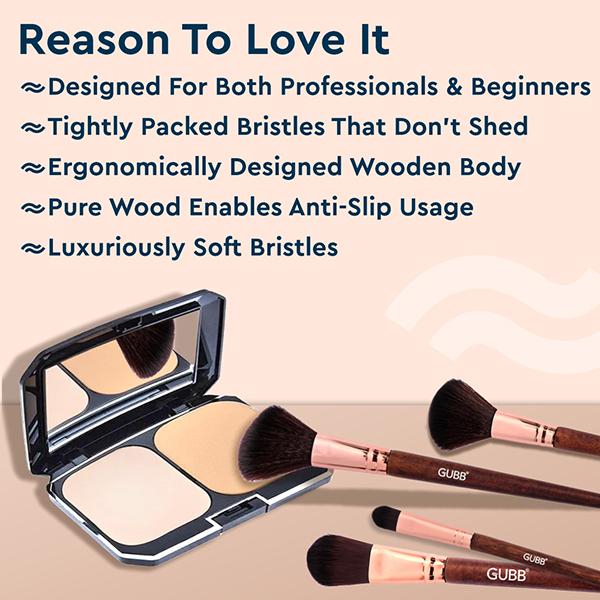 Gubb Ready To Shine Makeup Brushes Set Of 4 (Blush, Powder, Foundation & Eyeshadow) 1's - Face Brush