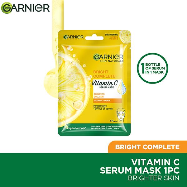 Garnier Skin Naturals Bright Complete Face Serum Sheet Mask (Yellow) 28 gm - Sheet Masks