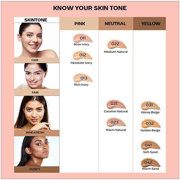 Faces Canada All Day Hydra Matte Foundation 3-In-1 Foundation + Moisturizer + SPF 30 24 Hr Aloe Hydration & Vitamin C 10Hr Long Wear Honey Beige 031 25ml - Foundation