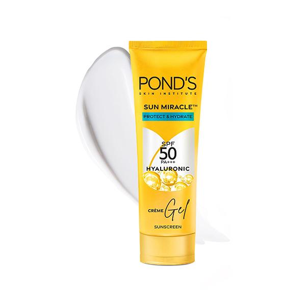 Netmeds | Pond's Sun Miracle SPF 50 PA+++ Creme Gel Sunscreen - Protect and Hydrate, with Hyaluronic Acid 50 gm
