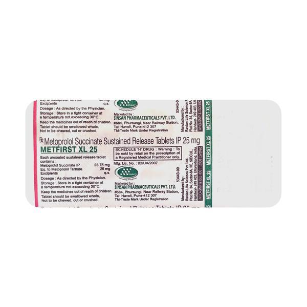 Metfirst XL 25mg Tablet 10'S - Hypertension-Bet