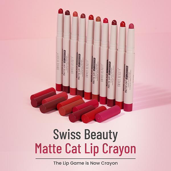 Swiss Beauty Non-Transfer Matte Cat Lip Crayon, Shade - Wicked Wine 1.5 gm - Lip Crayons