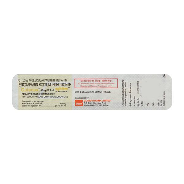 Cutenox 40mg Prefilled Syringe 0.4ml - Blood Clot-Ant