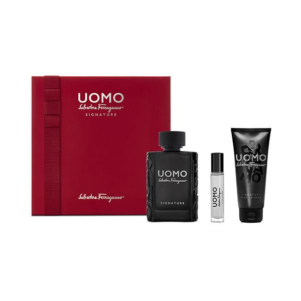 Salvatore Ferragamo Uomo Signature Eau de Parfum Holiday Kit (Eau De Parfum 100ml + 100ml Shampoo Shower Gel + 10ml P.Sp) 210 ml