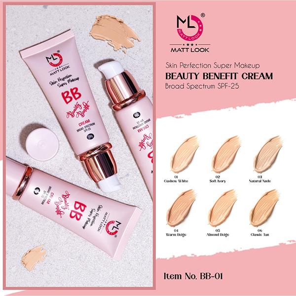 Matt Look Skin Perfection Super Makeup Bb Beauty Benefit Cream Spf 25 Oil Free Lightweight Buildable Coverage That Minimizes Pores, Blemishes & Imperfections - 02 38 gm - Foundation