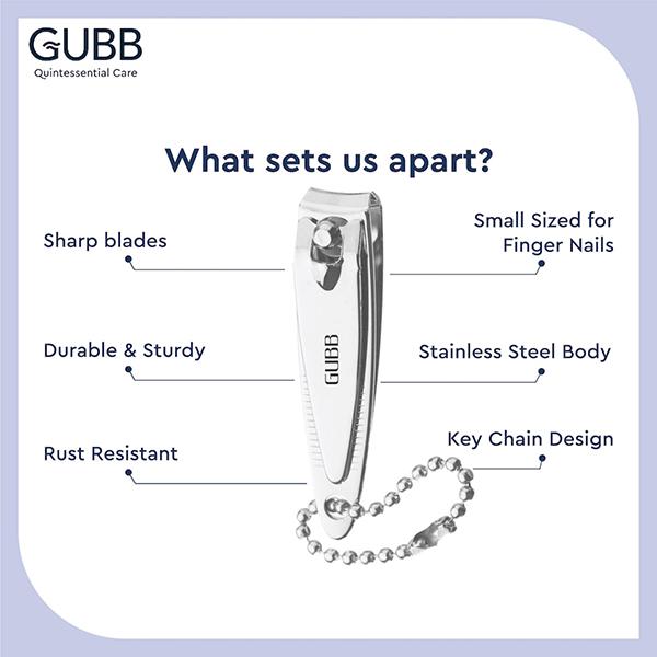 Gubb Finger Nail Clipper with File, Key Chain Easy -To -Use Long Lasting 1's - Nail Care