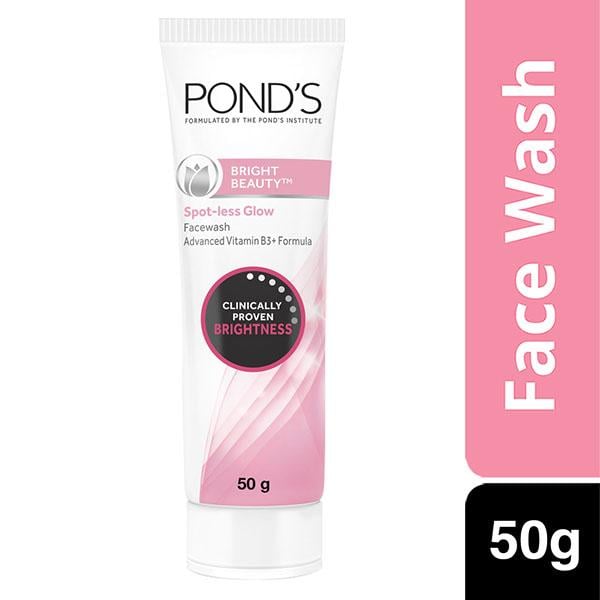 Netmeds | Pond's Bright Beauty Spot - Less Glow With Vitamin B3 Facewash Clinically Proven Brightness 50gm