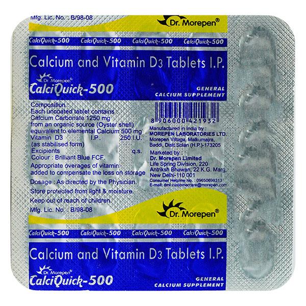 CALCIQUICK 500 Tablet 15's - Supplements-Vam