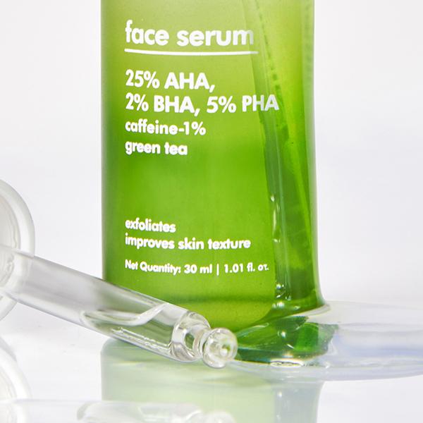Mcaffeine Green Tea Face Serum With 25% Aha, 2% Bha, 5% Pha 30 ml - Face Serum