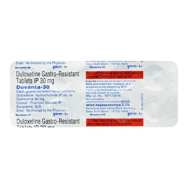 Duvanta 30mg Tablet 10'S - Depression-Ant