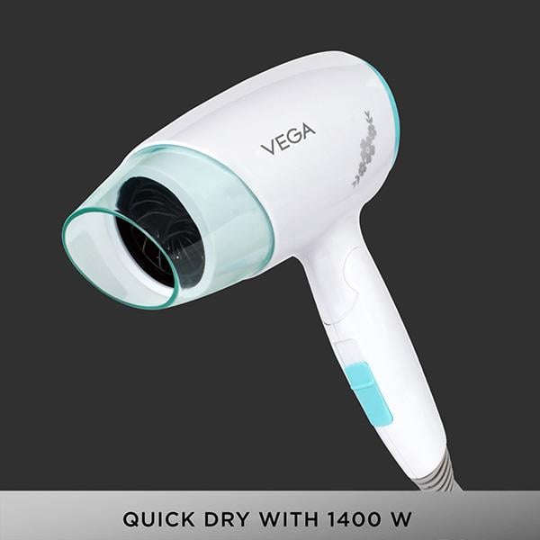 Vega Insta Look 1400 Watts Foldable Hair Dryer with Cool Shot Button and 3 Heat, Speed Settings VHDH-23 493 gm - Hair Dryers