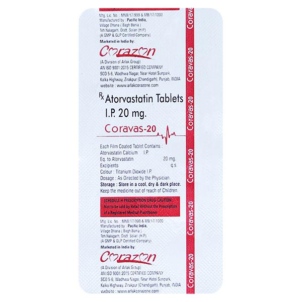 CORAVAS 20mg Tablet 10's - High Cholesterol-Dys