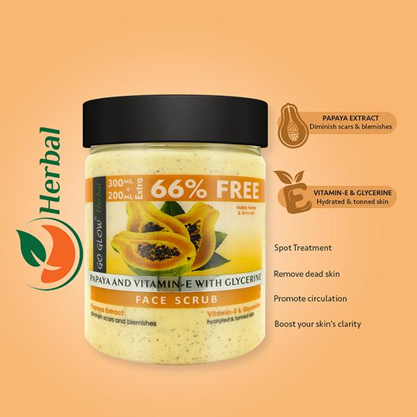 Berina Go Glow By Berina Papaya & Vitamin E with Glycerine Face Scrub 500 ml - Face Scrubs