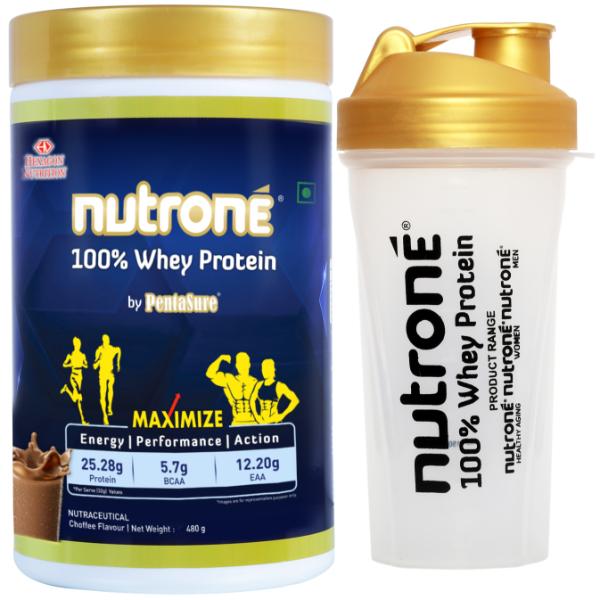 Nutrone 100% Whey Protein Powder - Banana Vanilla Flavour (with Free Shaker) 480 gm - Whey Proteins