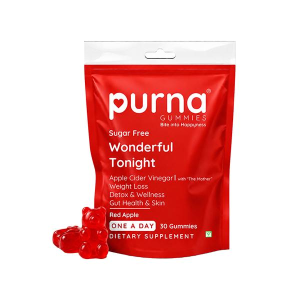 Purna Gummies Sugar Free Apple Cider Vinegar for Adults and Kids Better Digestion and Clear Skin 30's