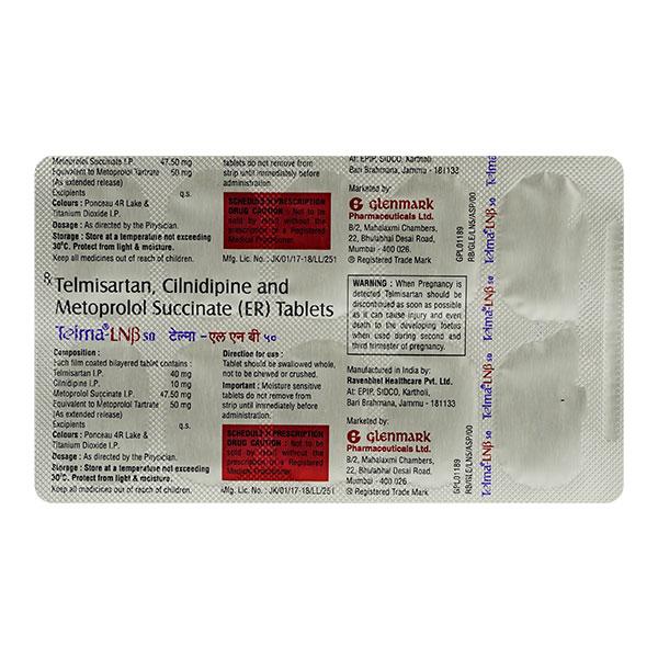 TELMA LNB 50 Tablet 10's - Hypertension-Ang